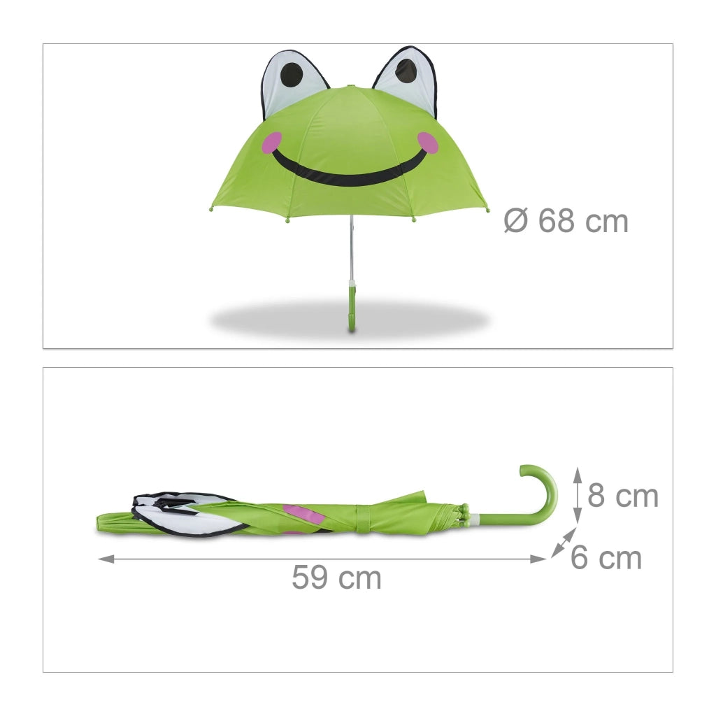 Ombrello per bambini a campana leggero motivo animali 68 x 68 x 68 cm protezione pioggia in poliestere verde 13_0006783