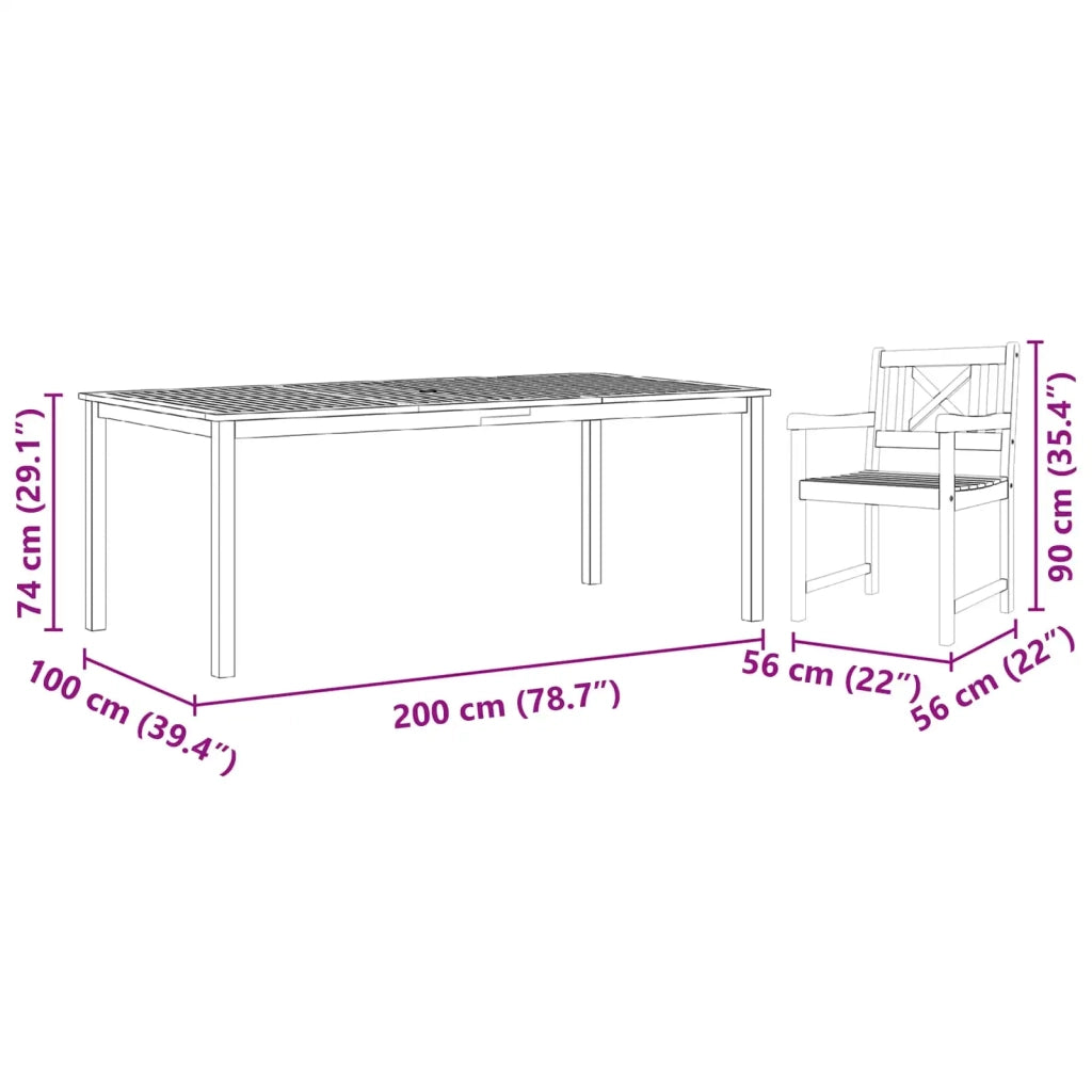 Set da Pranzo per Giardino 9 pcs Marrone 3375655