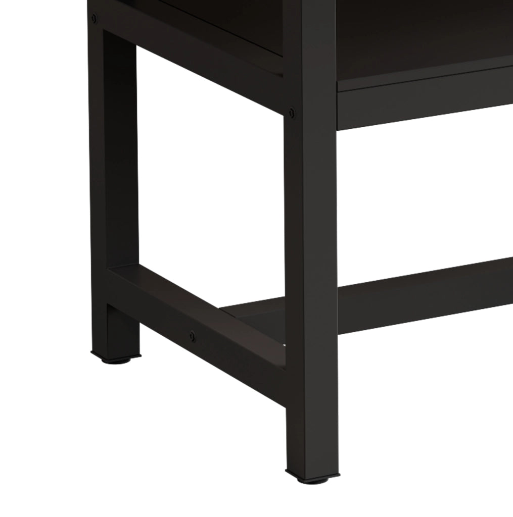 Tavolo da pranzo nero 160 cm con ripiano portaoggetti