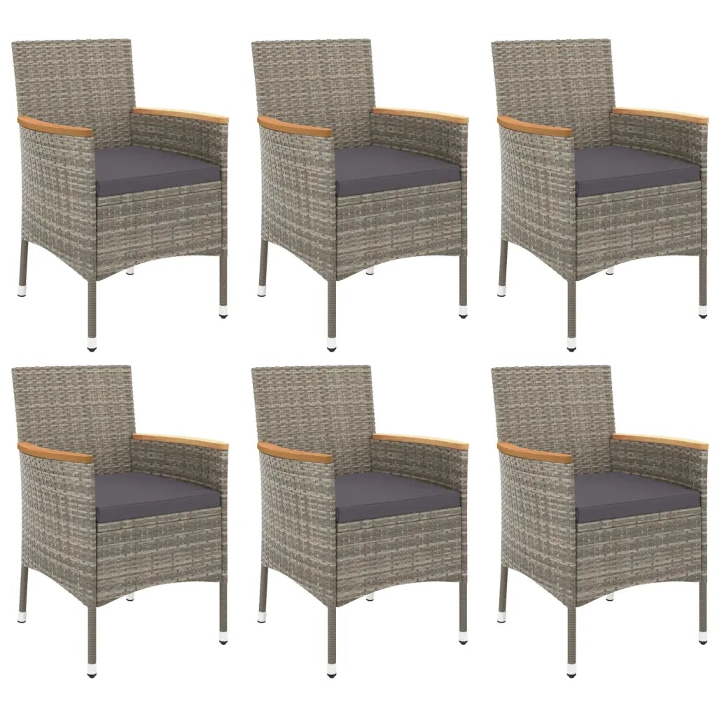 Set da Pranzo da Giardino 7 pz con Cuscini in Polyrattan Grigio 3187384