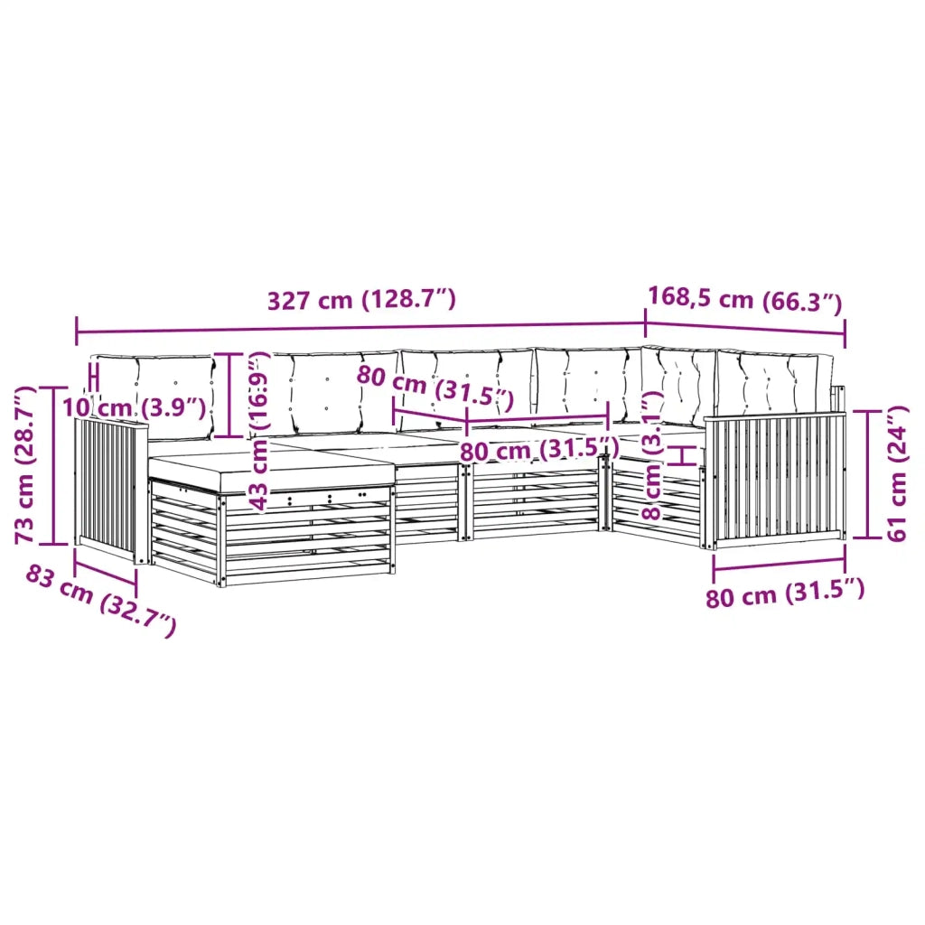 Set di divani da esterno 6 pz Bianco e Grigio Chiaro Poliestere 3390761