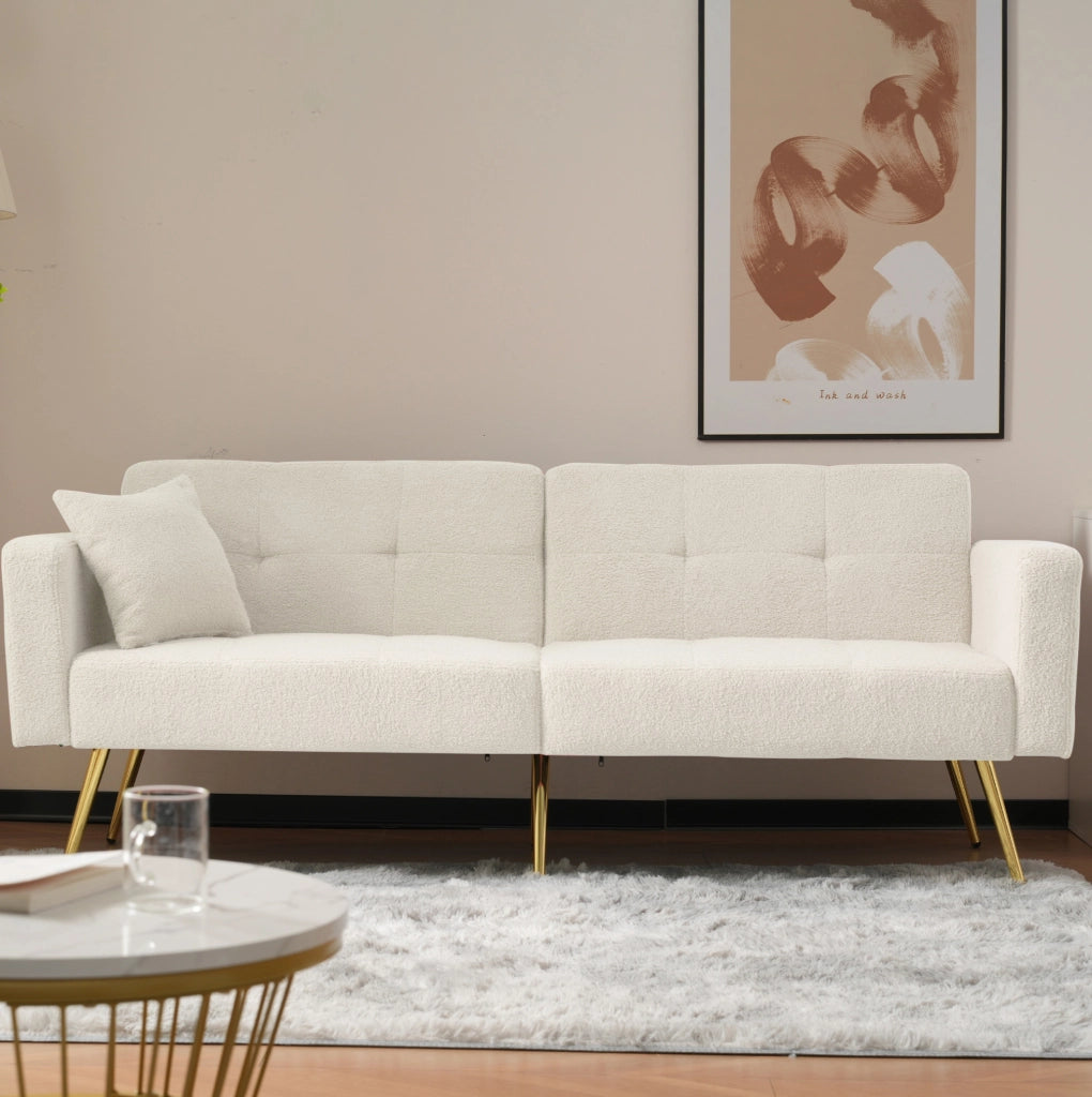 DIVANO LETTO Reclinabile 175x64x72 cm Sherpa Bianco