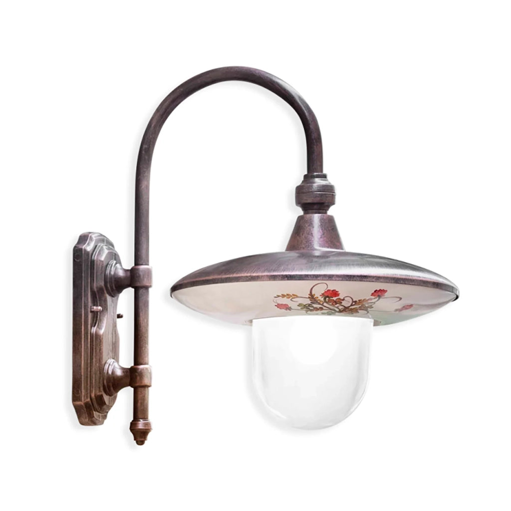 Applique Esterno Classica Latina Metallo Ceramica Nero Sfumato Rame 1 Luce E27