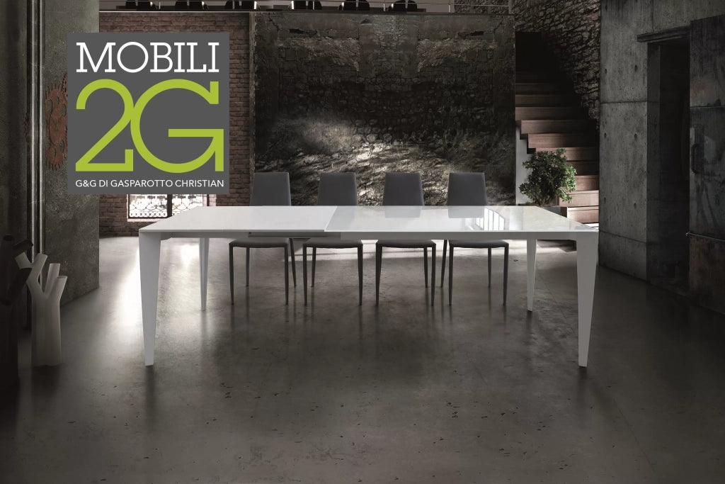 Tavolo vetro bianco allungabile 140x90