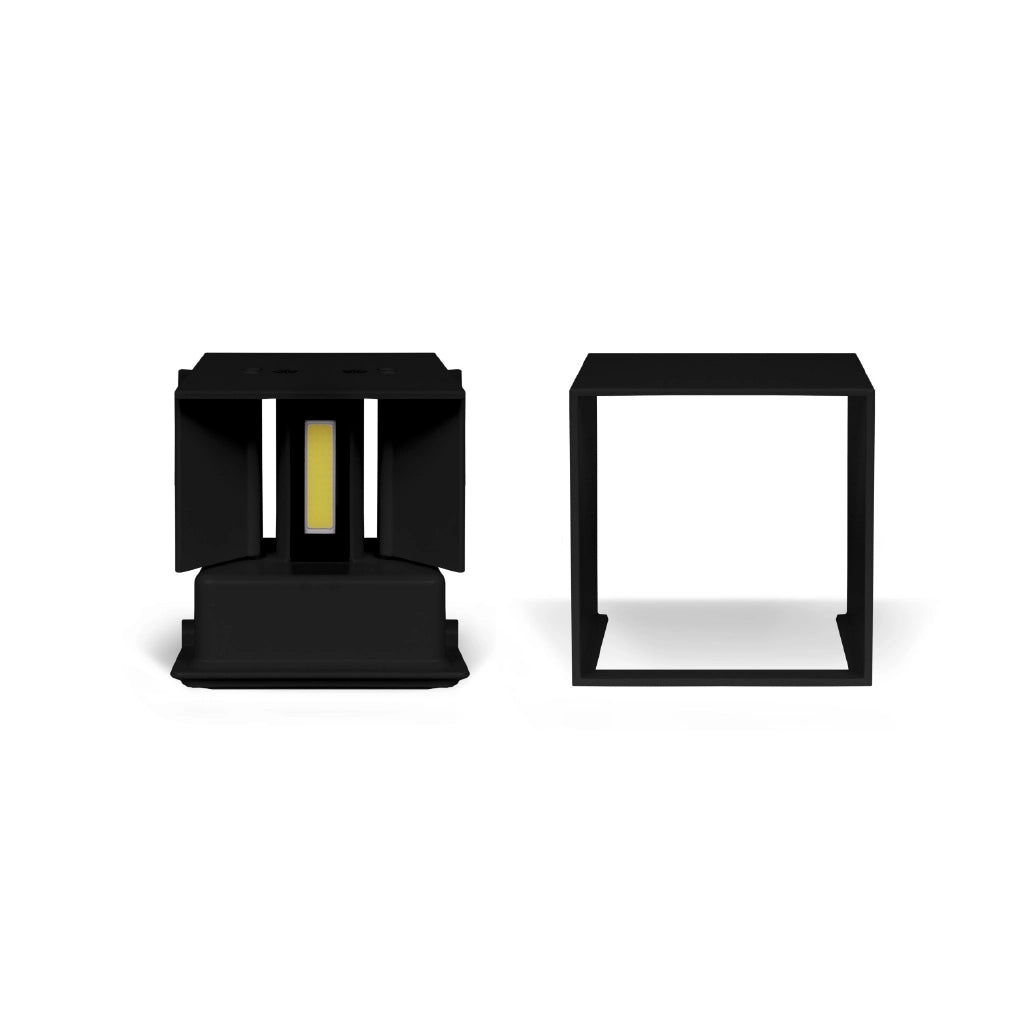 Applique led cubo 6w nero luce calda 3000K Lampada da parete per esterno IP65