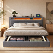 Letto imbottito 160x200 cm con contenitore, USB e LED