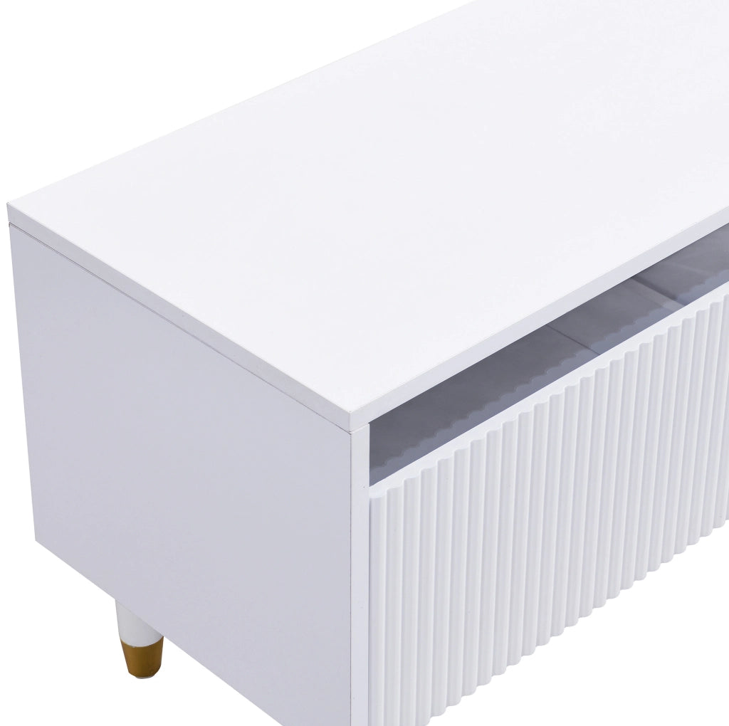 Mobile TV 178x35x45 cm con 4 cassetti e passacavi in MDF bianco