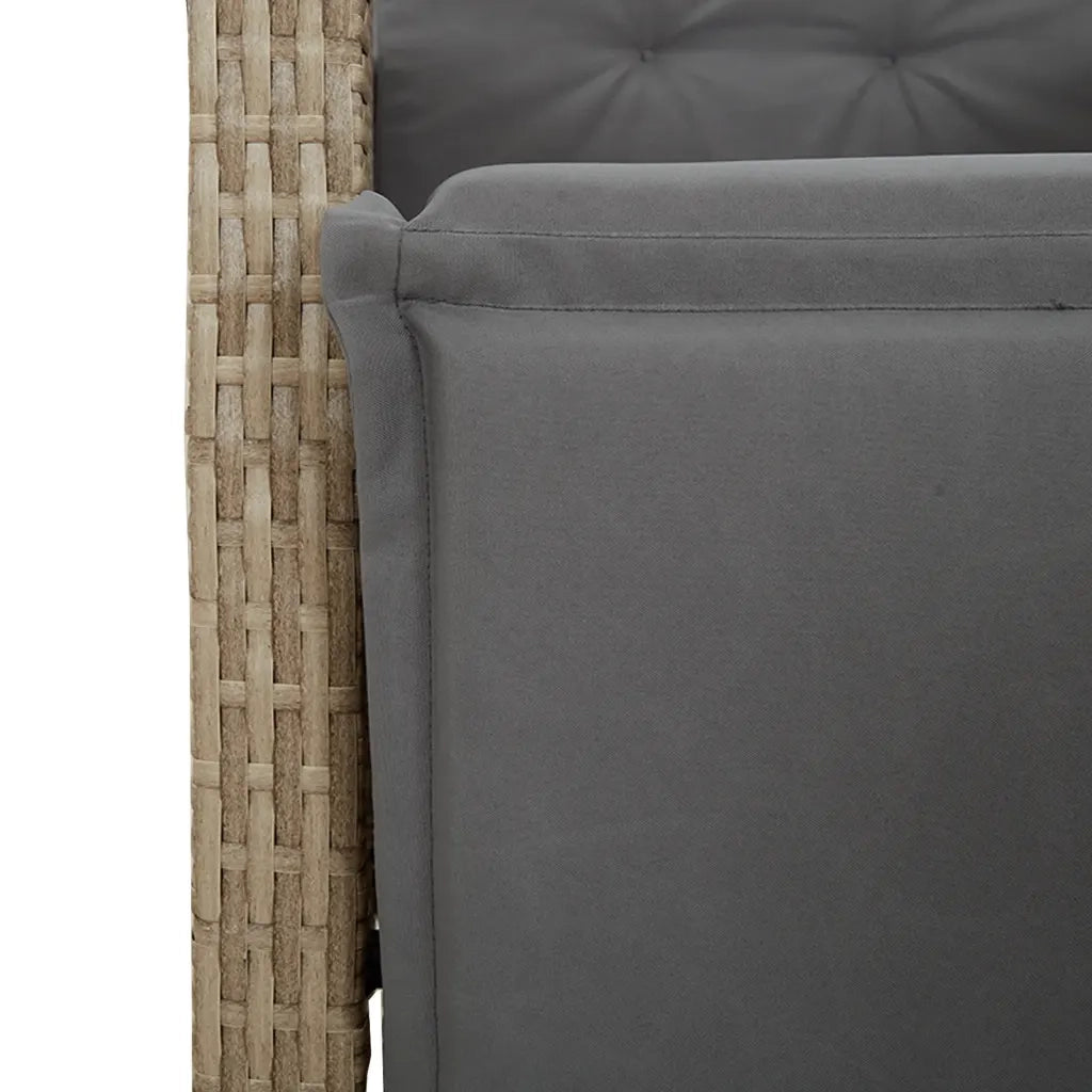 Set da Pranzo da Giardino 9 pz con Cuscini Beige in Polyrattan 3212511