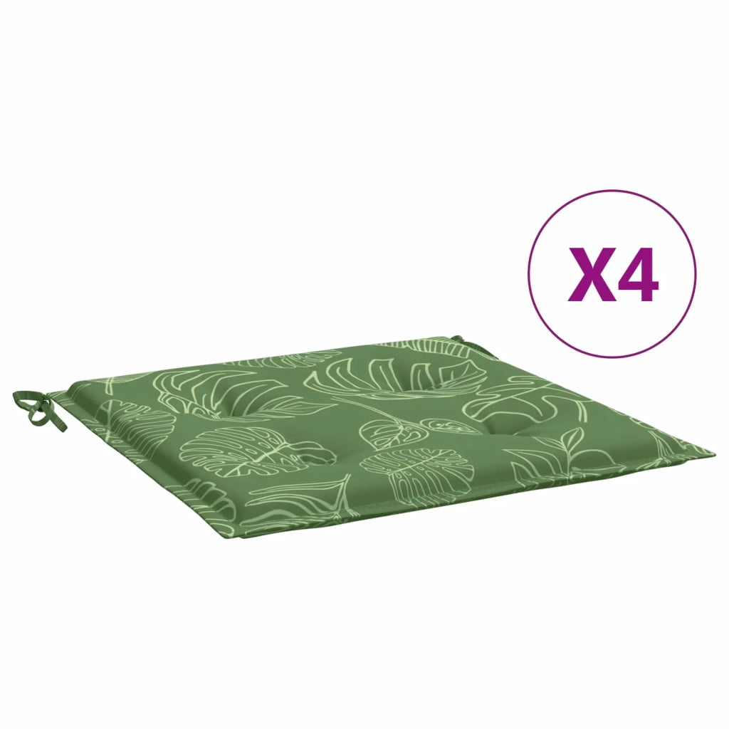 Cuscini per sedie 4 pz | Cuscini per sedie Verde e Bianco 50 x 50 x 4 cm