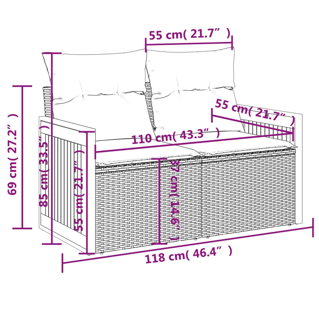 Set Divano da Giardino 5 pz con Cuscini Grigio in Polyrattan 3227530