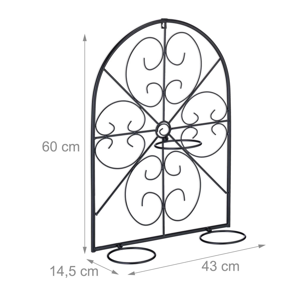 Portapiante da parete decorativo per 3 vasi forma di finestra 60 x 30 x 10 cm in metallo nero 13_0012478