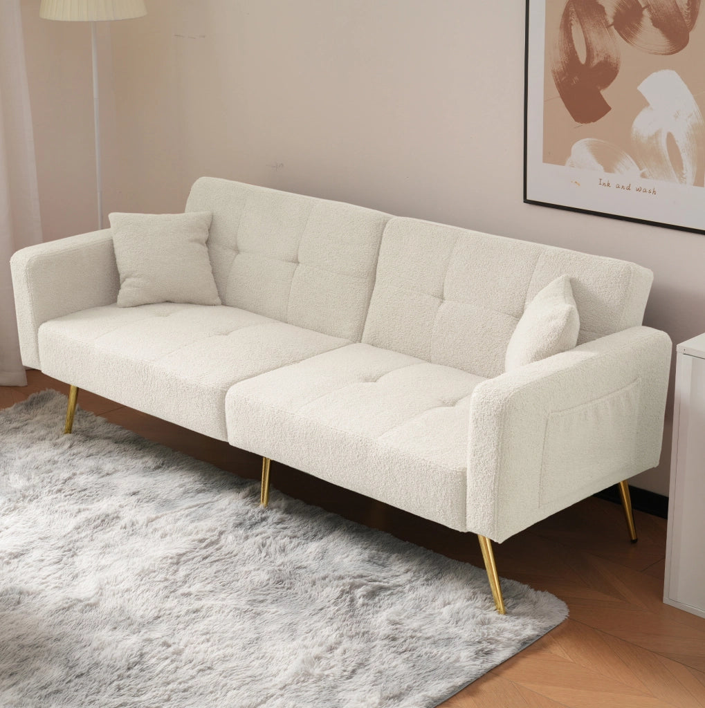 DIVANO LETTO Reclinabile 175x64x72 cm Sherpa Bianco