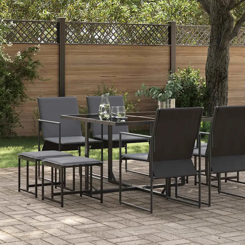 Set da Pranzo per Giardino 9 pz Nero Acciaio 3335863