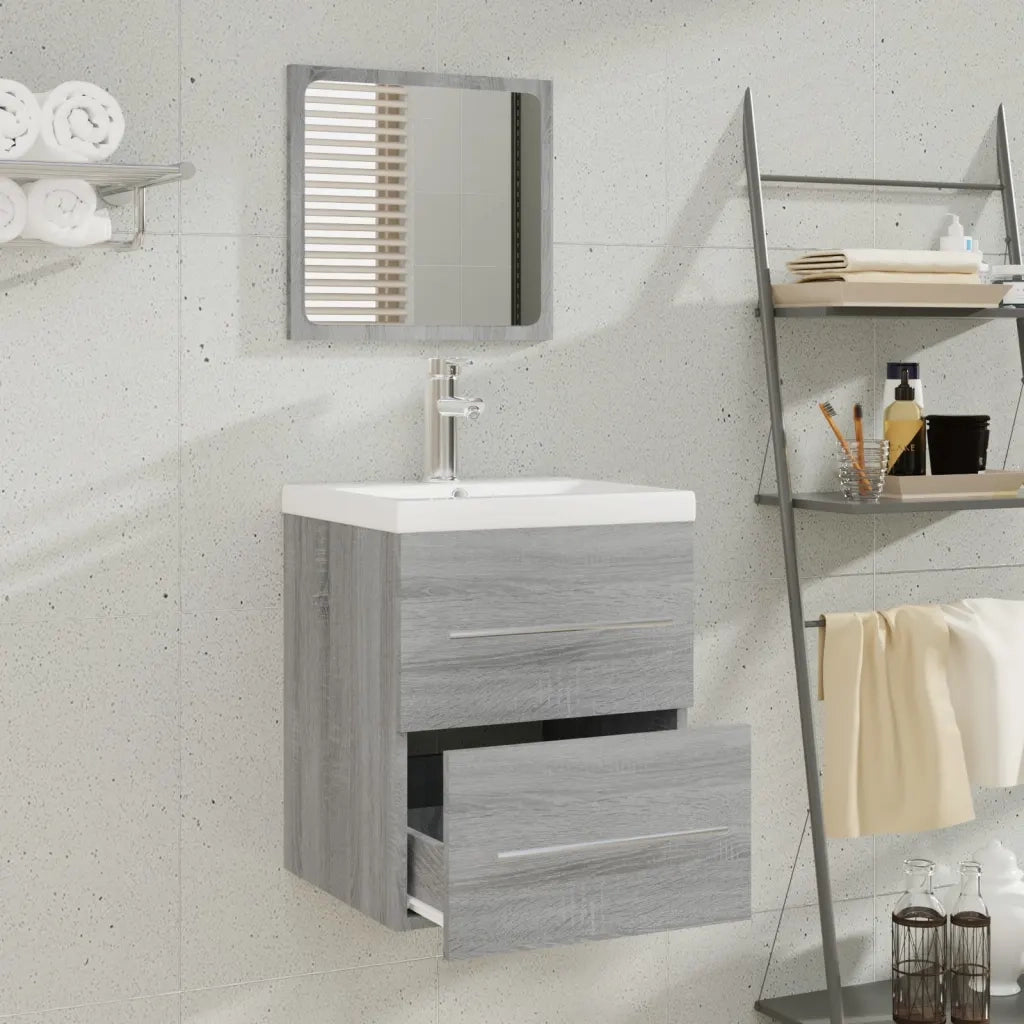 Mobile Bagno e Lavabo Integrato Grigio Sonoma Legno Multistrato