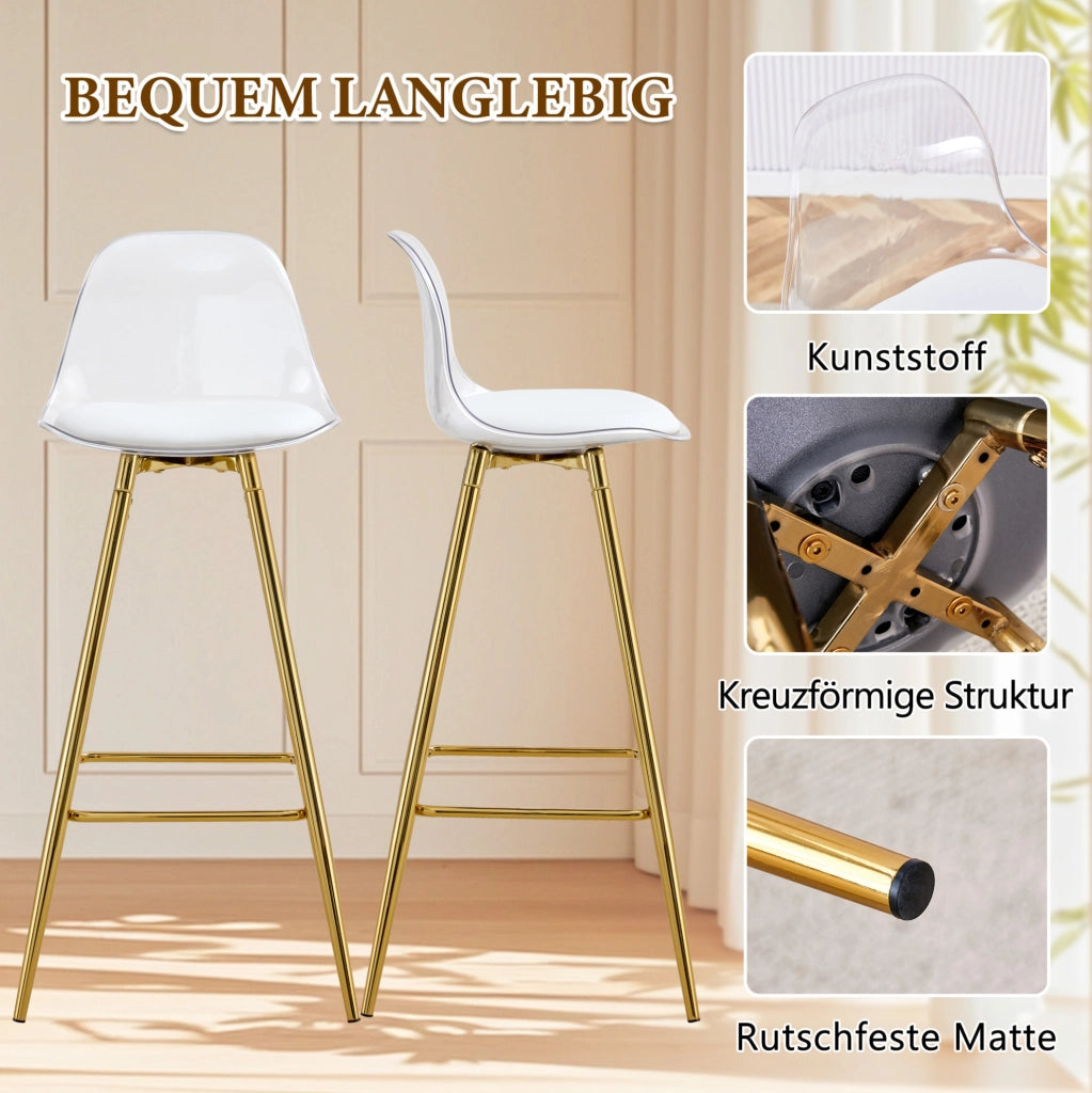 SGABELLI BAR Set da 2 pezzi Oro/Trasparente Metallo e Plastica
