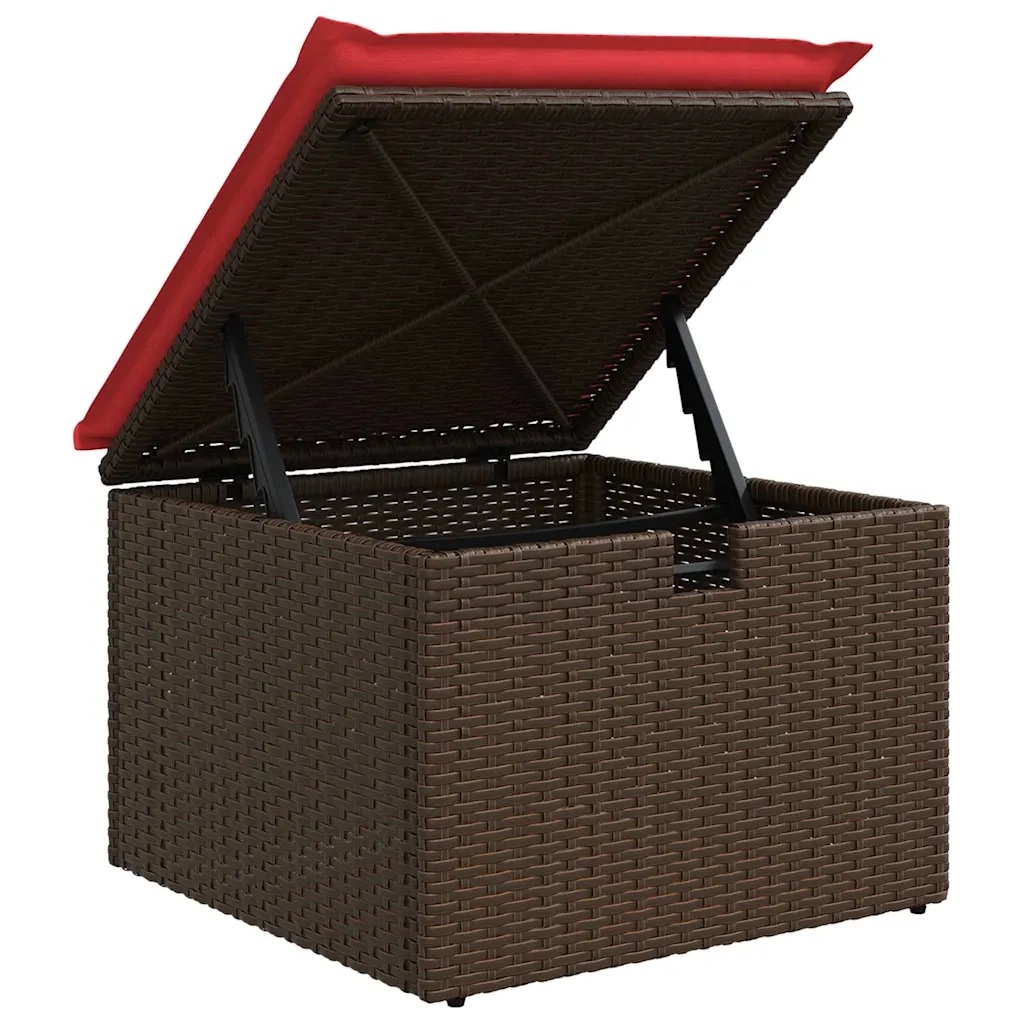Set di divani con cuscino 4 pcs Marrone e Rosso polyrattan 3359153