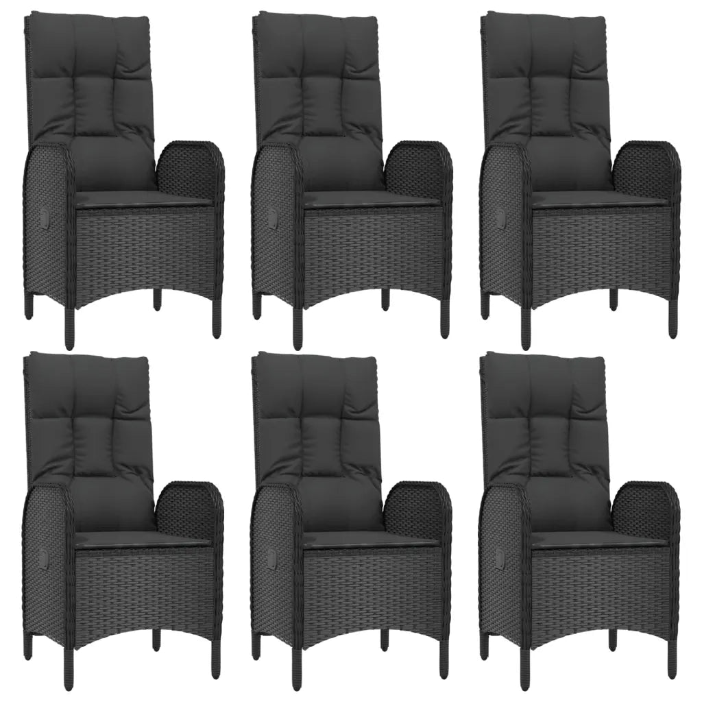 Set da Pranzo da Giardino 9 pz con Cuscini Nero in Polyrattan 3185082