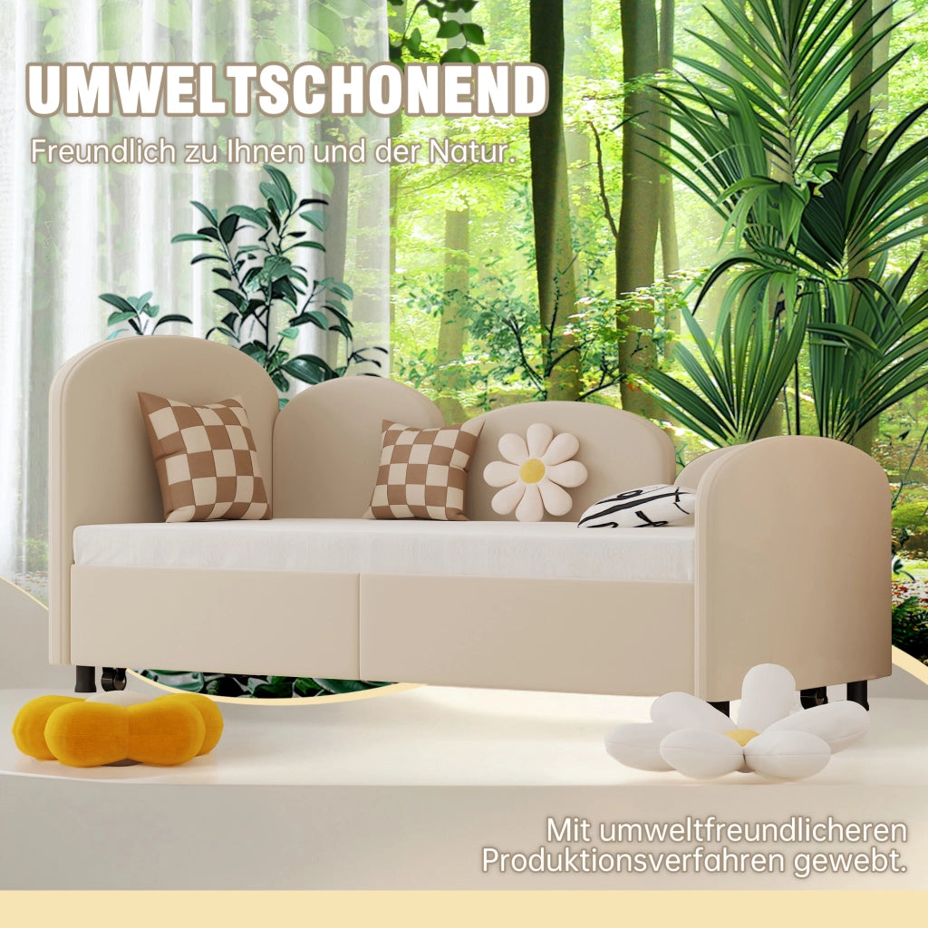 Daybed in velluto con cassetti, 90x200 cm