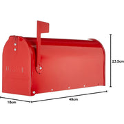ALUBOX Cassetta Posta Americana 22X17X48 Cm Cassetta Postale In Lamiera Zincata Cassetta Postale Da Esterno Formato Rivista Con Bandierina COLORE: ROSSO