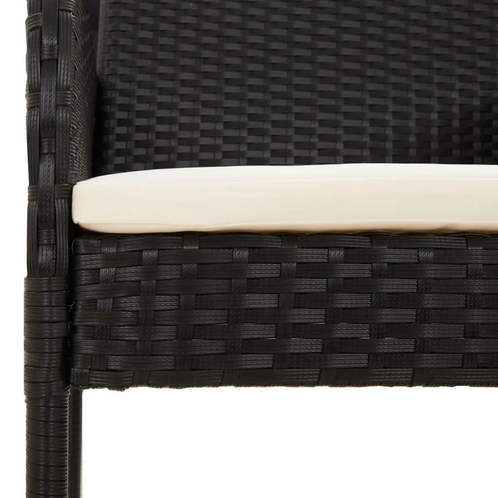 Set da Pranzo da Giardino 9 pz con Cuscini Nero in Polyrattan 3185159