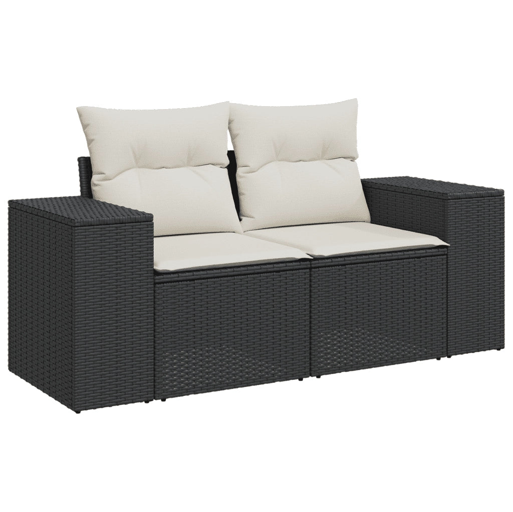 Set Divani da Giardino con Cuscini 8 pz Nero in Polyrattan 3272750