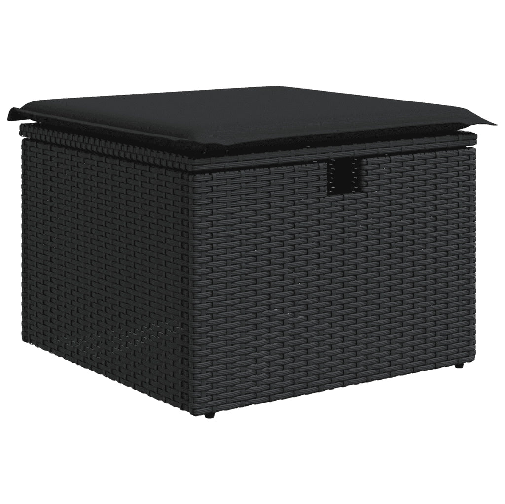 Set Divani da Giardino 4 pz con Cuscini Nero in Polyrattan 3264061