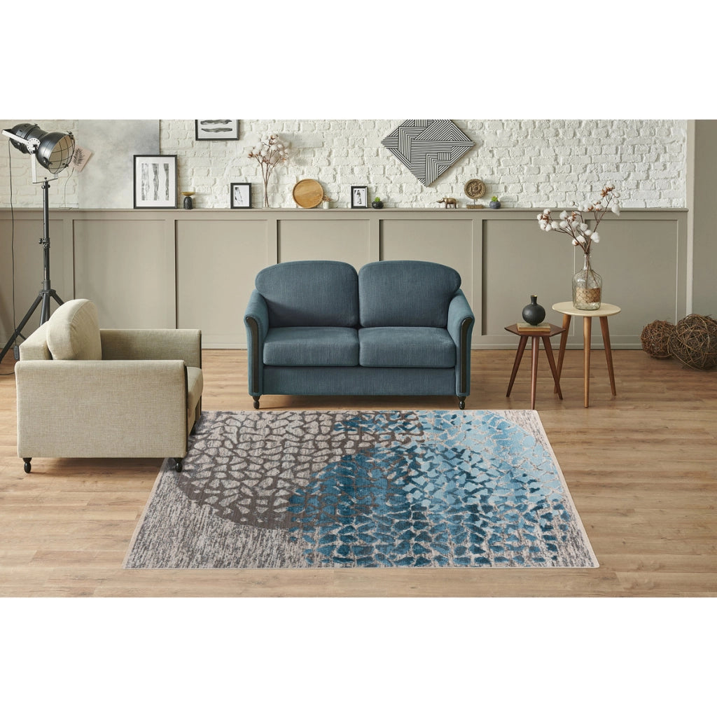 Tappeto moderno Milan 425 a pelo corto blu e grigio