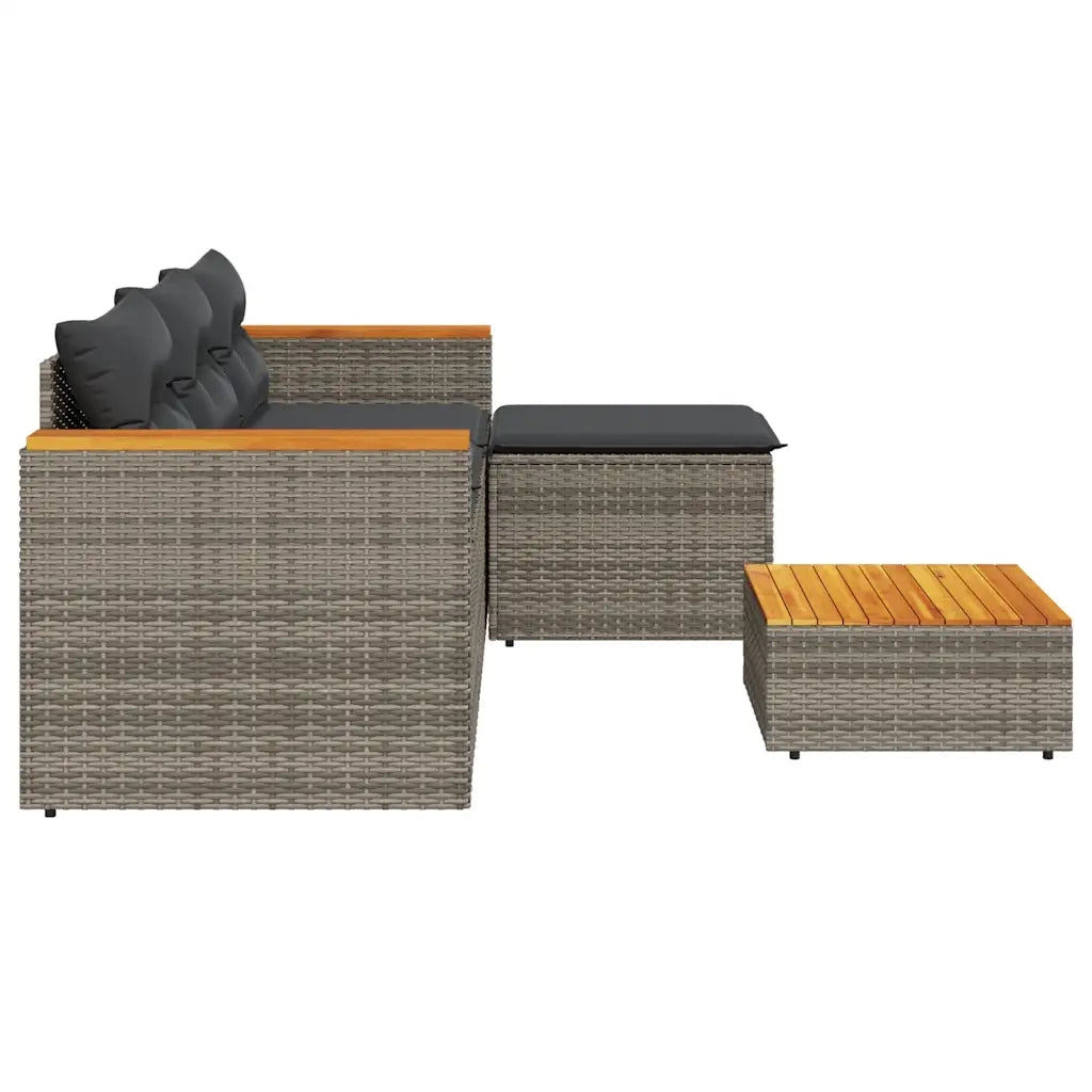 Set Divani da Giardino 3 pz con Cuscini Grigio in Polyrattan 365827
