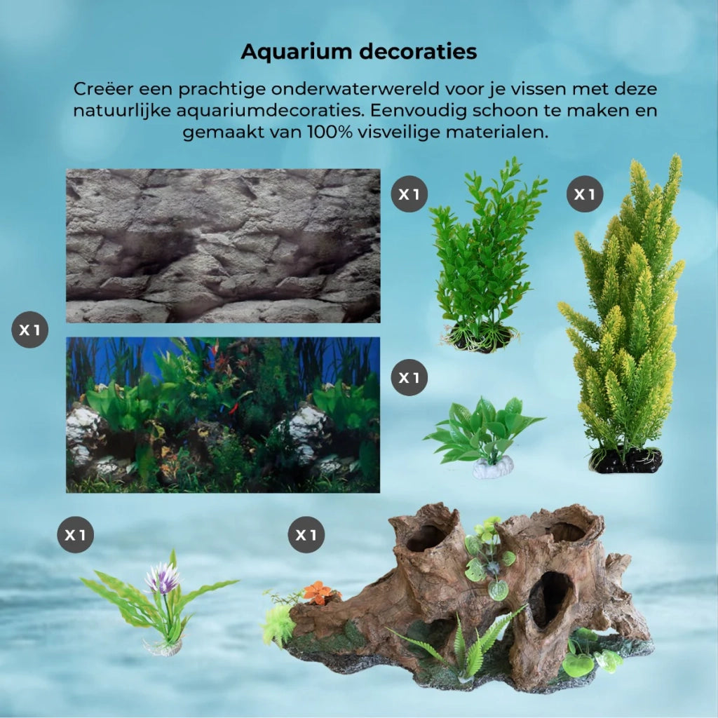 Acquario 300 Litri con Armadietto Nero e Kit con Fondale, Piante e Ghiaia Nera