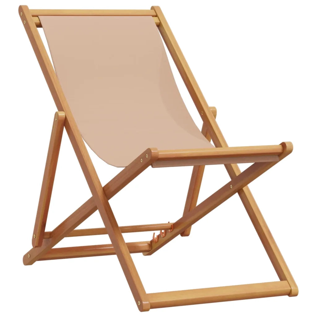 Sedia Pieghevole Tortora Legno Eucalipto e Tessuto 366565
