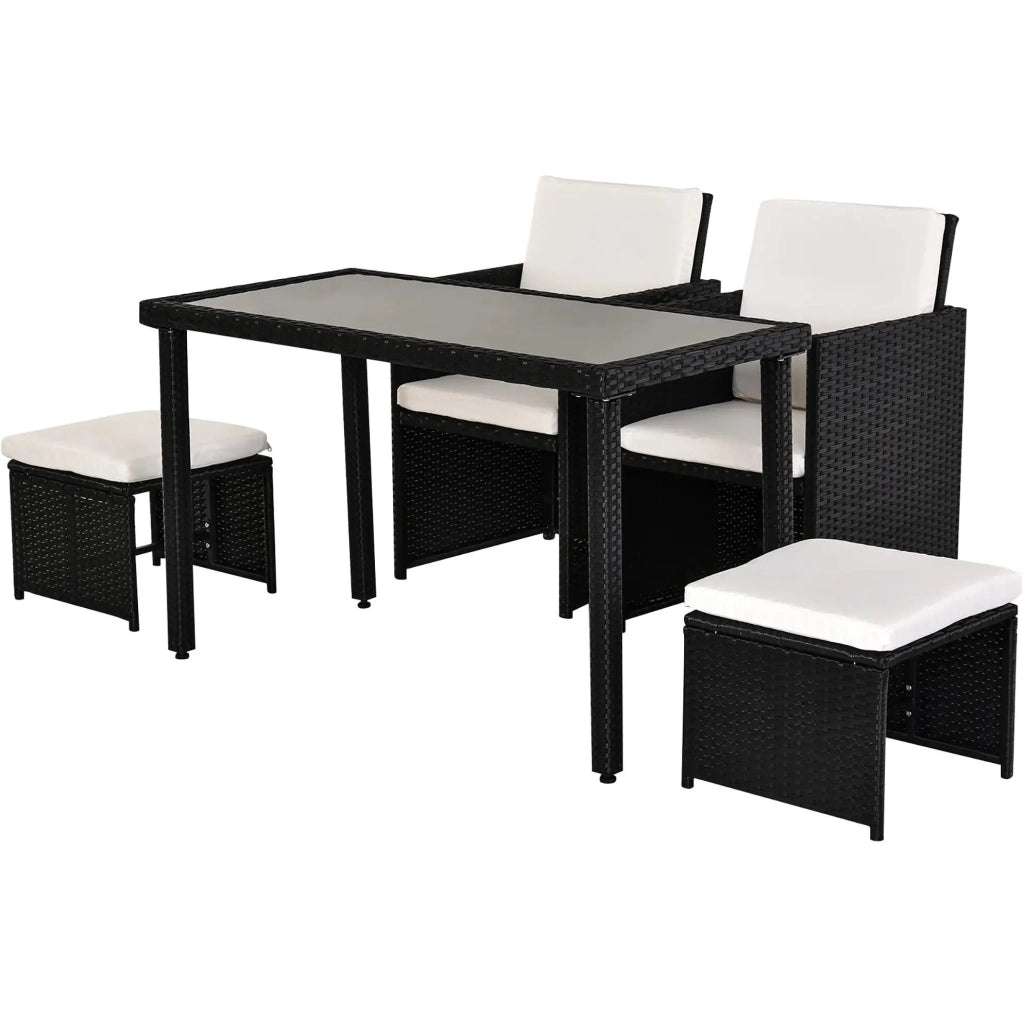 Set da pranzo da giardino in polyrattan 11 pezzi con cuscini neri, resistente alle intemperie per esterni e interni