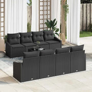Set di divani con cuscino 7 pcs Nero polyrattan 3355322