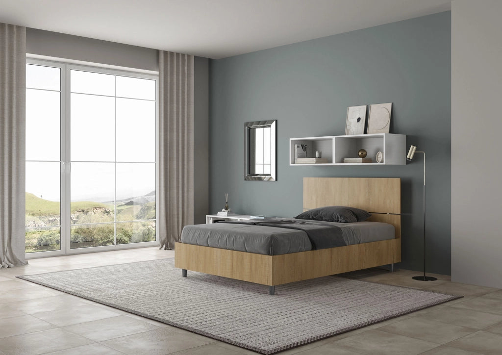 BS COM Letto una piazza e mezza senza rete 120x190 testata dritta quercia