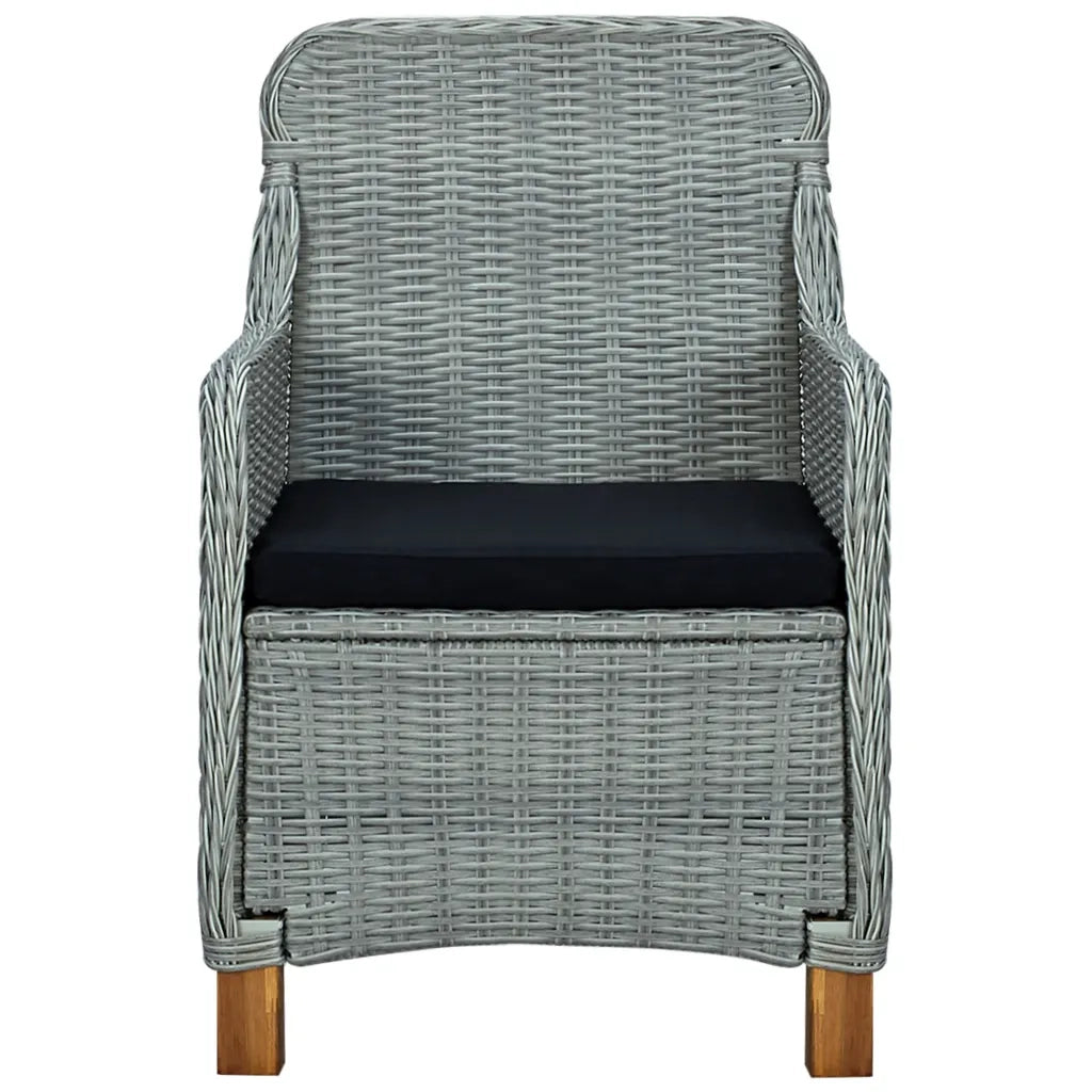 Set Pranzo da Giardino 7pz con Cuscini Polyrattan Grigio Chiaro 3060171