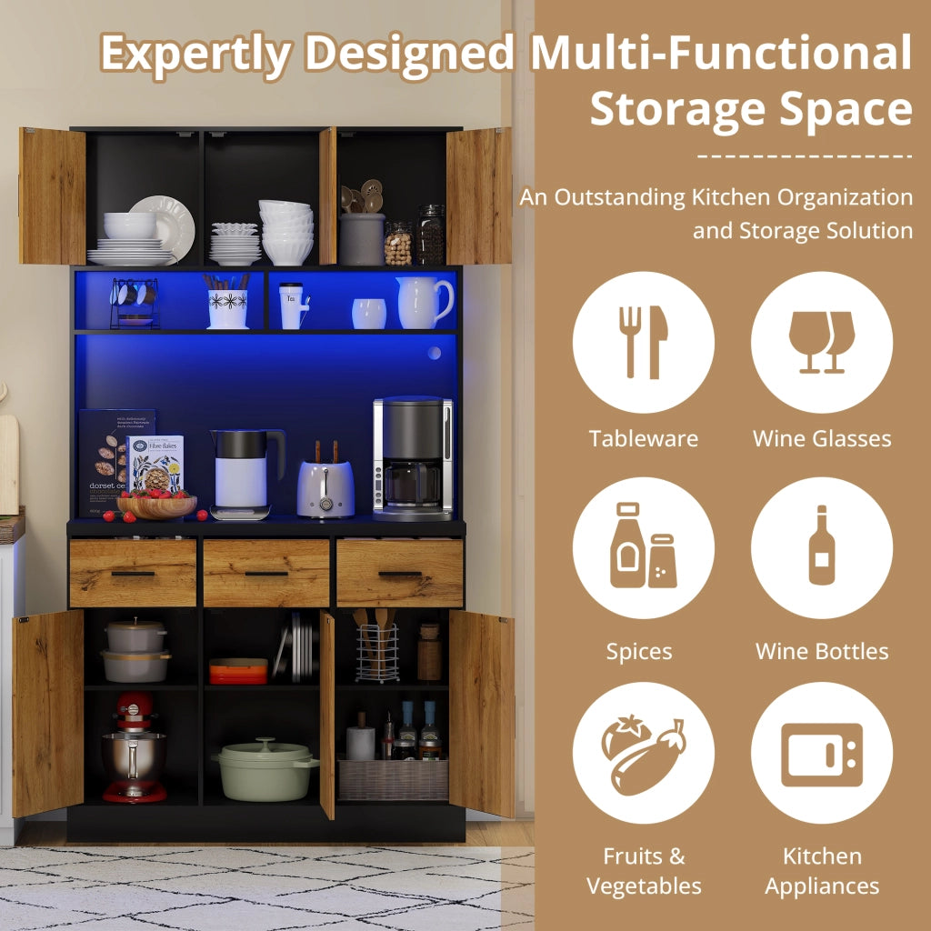 Buffet con LED e App ¨C Xylo ¨C Cassetti, Ripiani, Prese, 100x40x180cm