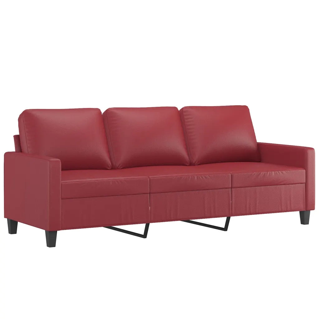 Set di Divani 4 pz con Cuscini Rosso Vino in Similpelle