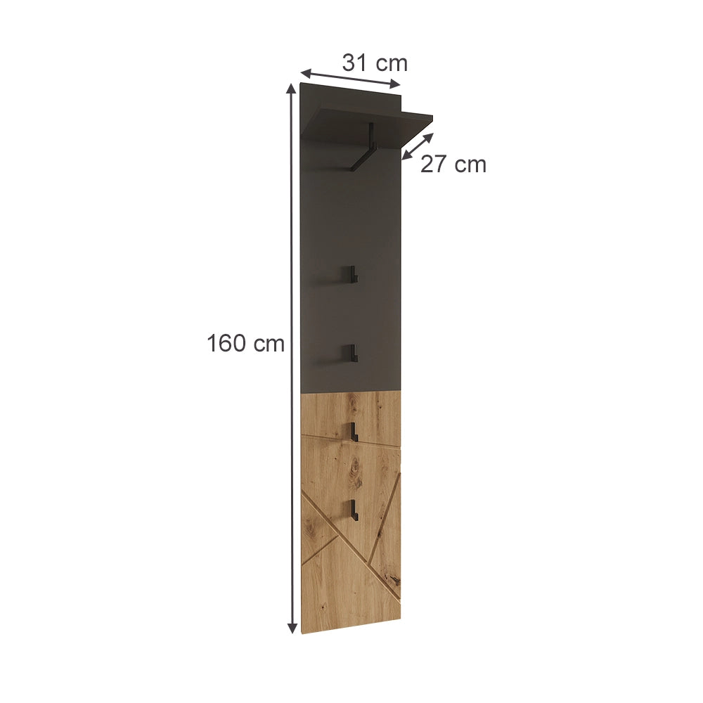 Vicco Appendiabiti da parete Antracite/Artisan 31 x 160 cm