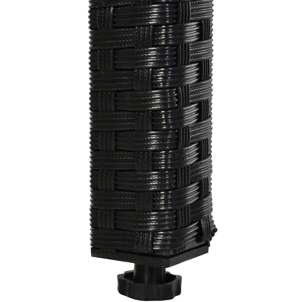 Set da pranzo da giardino in polyrattan 11 pezzi con cuscini neri, resistente alle intemperie per esterni e interni