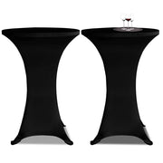 Copritavolo ?70 cm Nero Tessuto elasticizzato 2 pezzi 241205