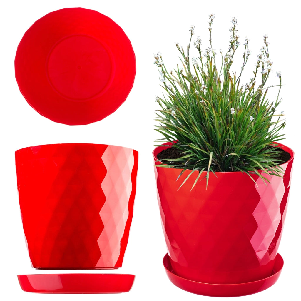 Vaso da fiori in plastica KADAX con supporto, coprivaso, 18 cm, rosso, Kadax