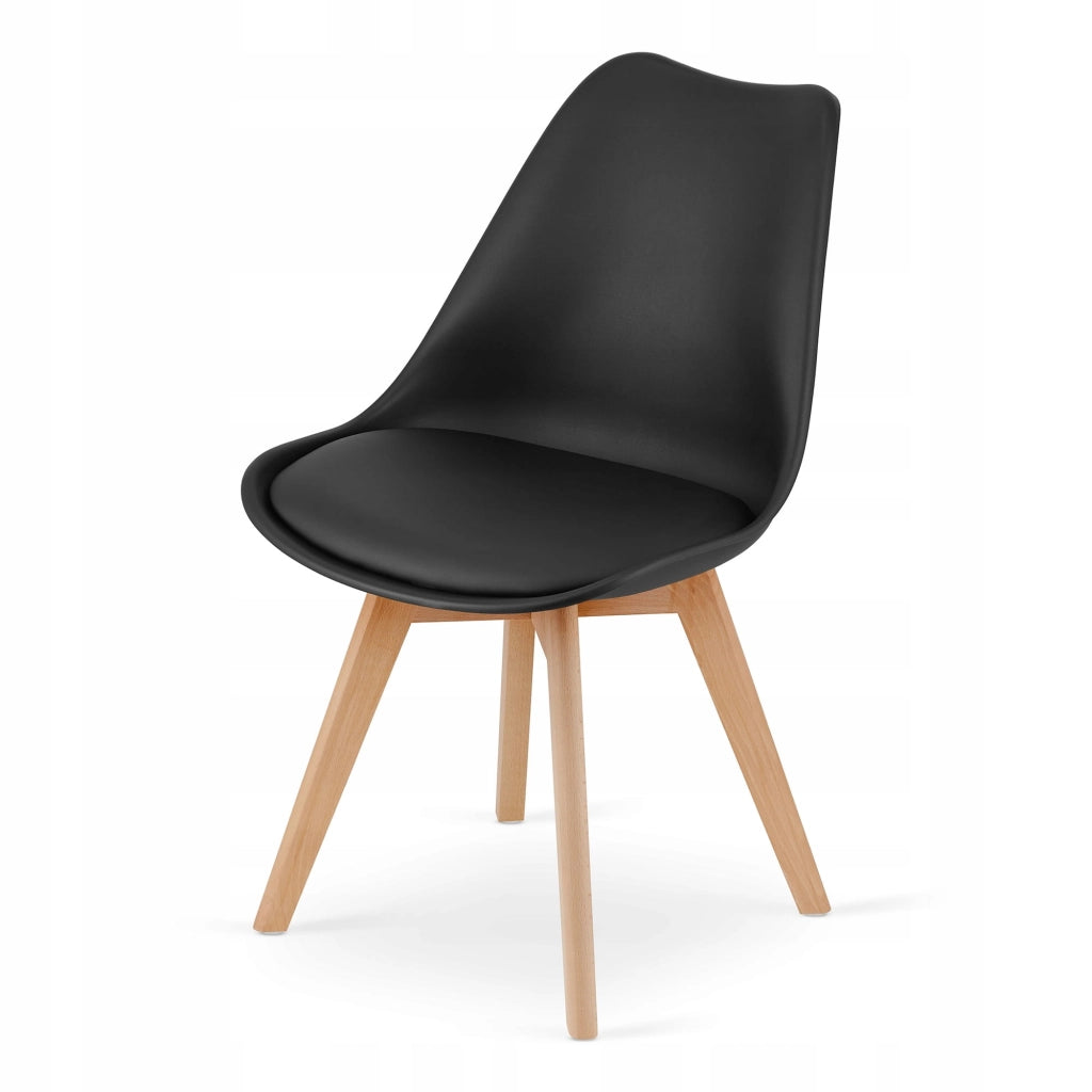 Tavolo rettangolare VALORA con 4 sedie RIXK nere 120x80
