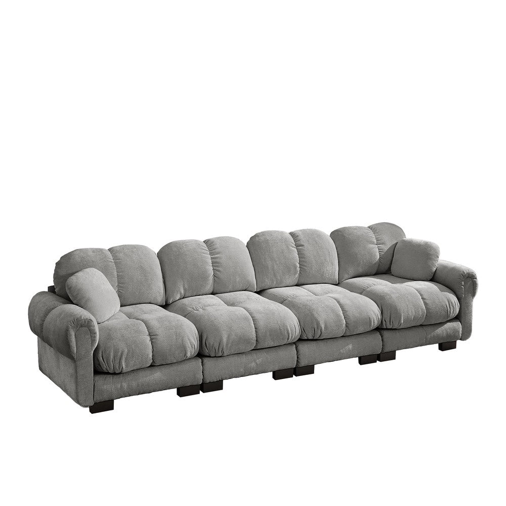 Divano ¨C Minimal ¨C Grigio chiaro tessuto trapuntato con cuscini imbottiti