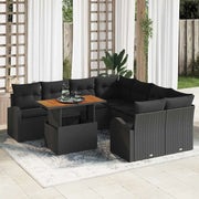Set Divano da Giardino con cuscino 9 pcs Nero 3349568