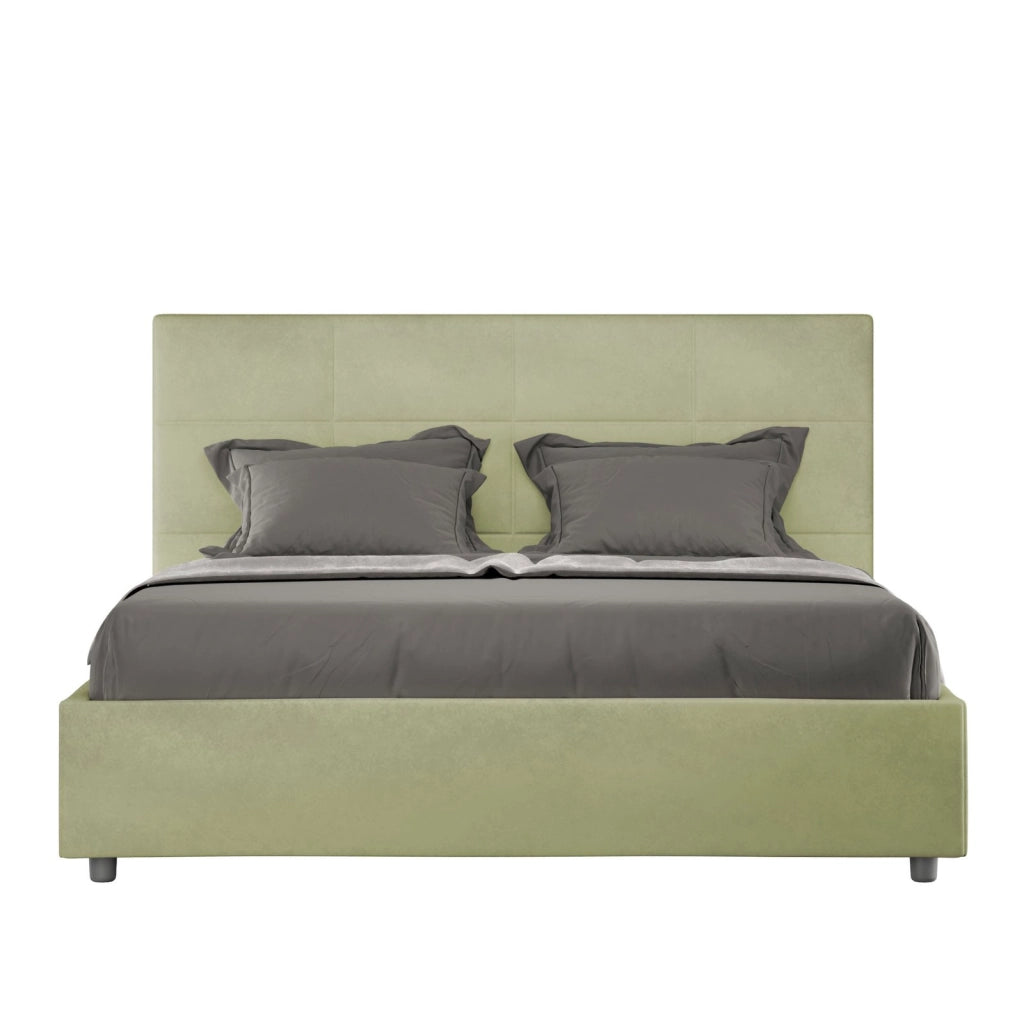 ityhome Letto matrimoniale king size senza rete imbottito 170x190 microfibra tè verde Mika