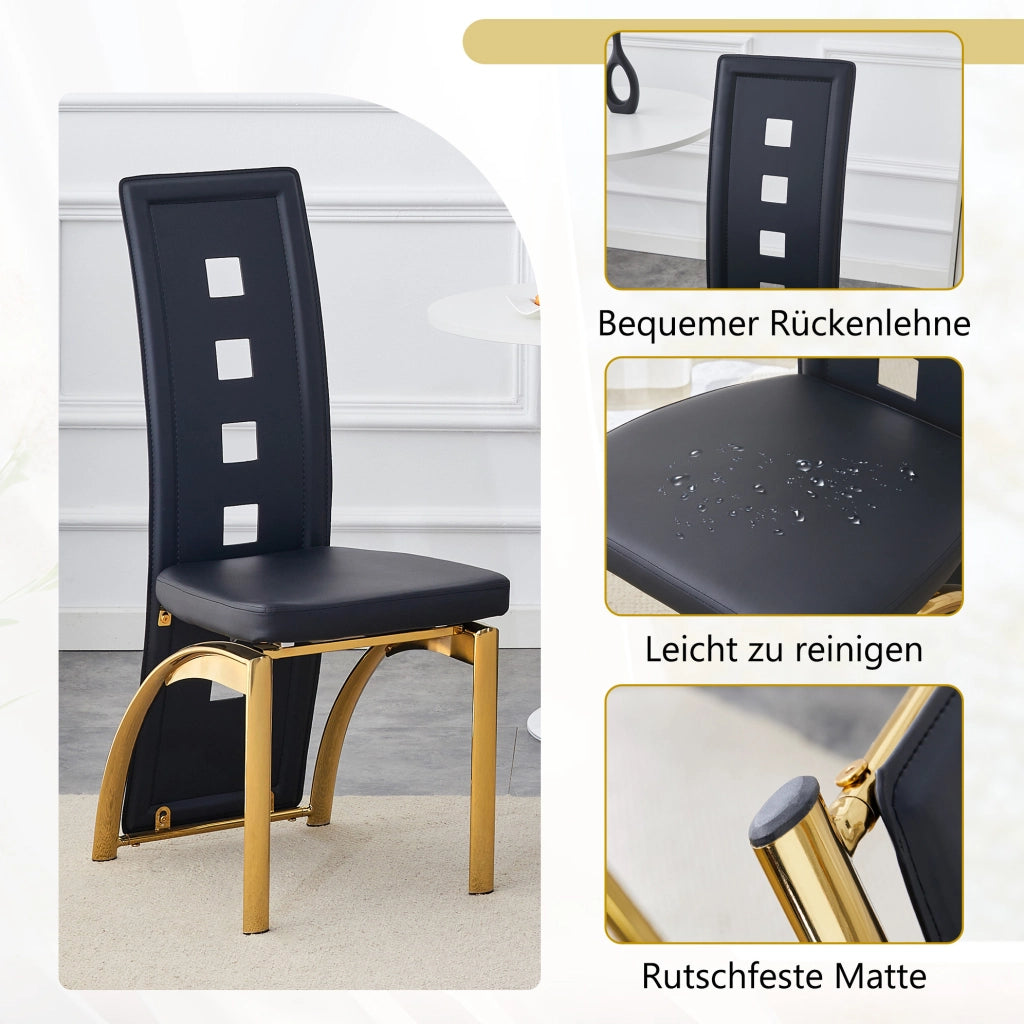 SEDIA da pranzo Set 2 unità 102,5 cm PU nero e metallo oro
