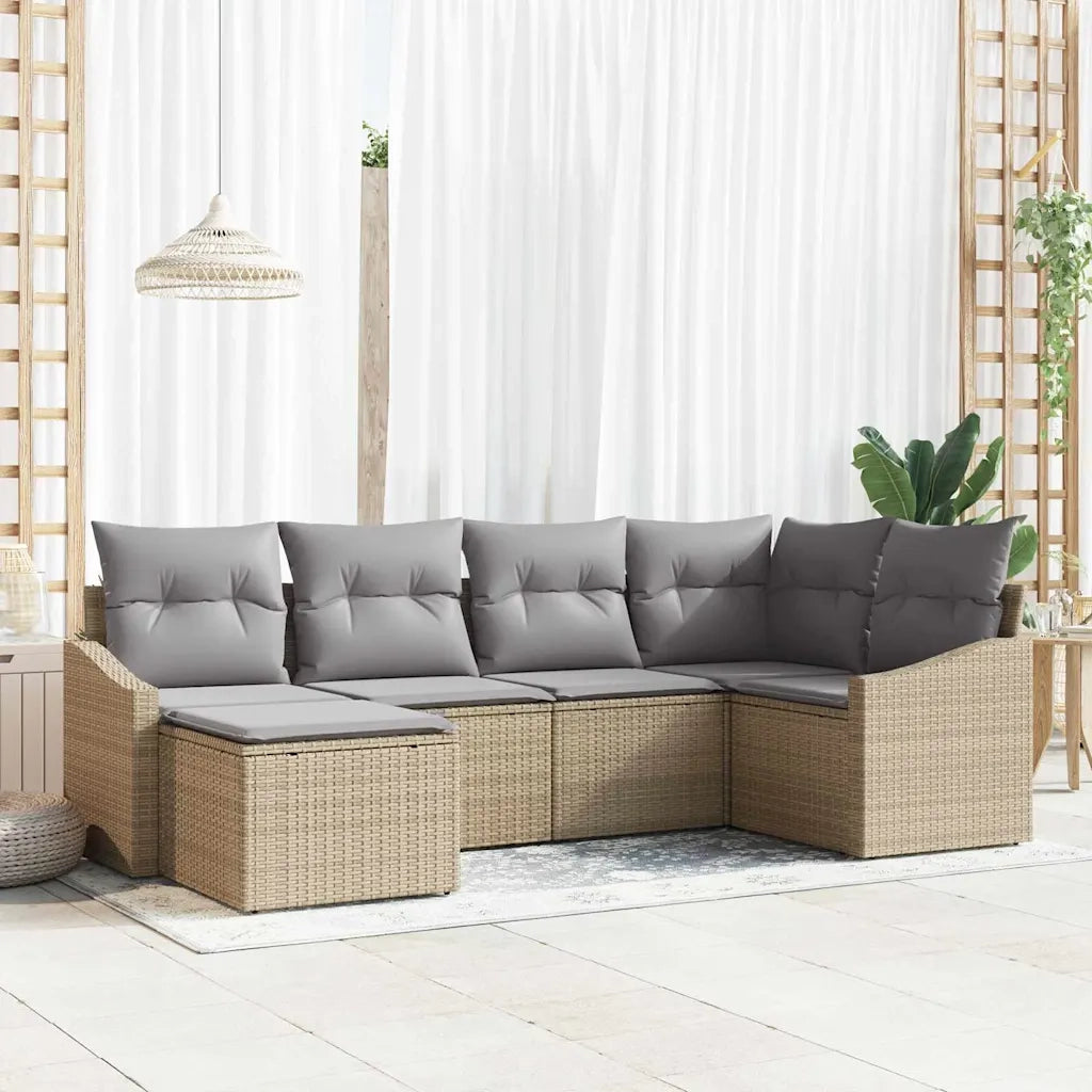 Set da Pranzo per Giardino 6 pcs Beige e Grigio Chiaro 3355459