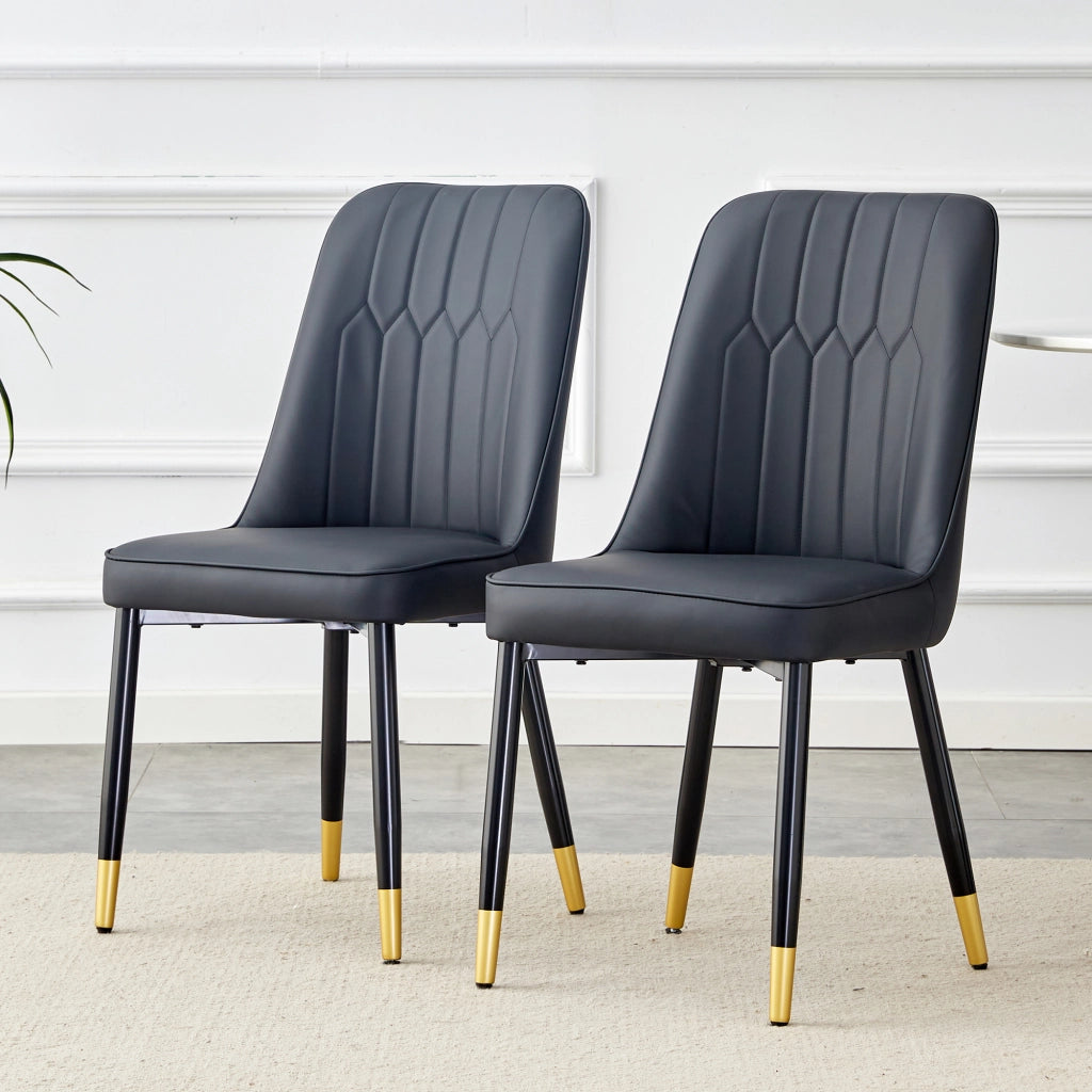 2 Pezzi Sedia Moderna - Zephmum- Schienale in Pelle PU Gambe in Metallo Nero