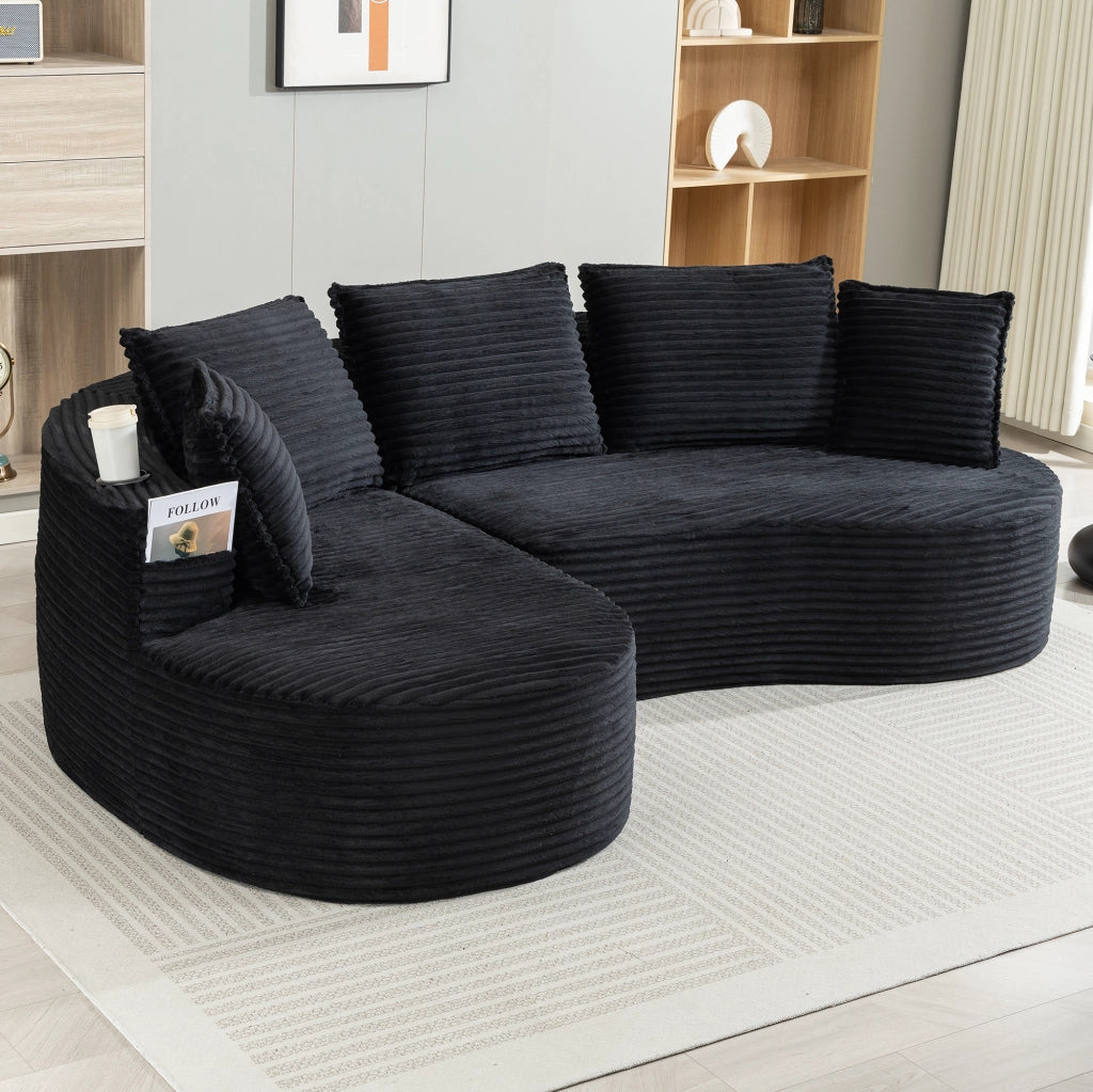 Divano in Velluto a Coste con Cuscini e Contenitore ¨C MINIMAL ¨C Morbido, Grigio