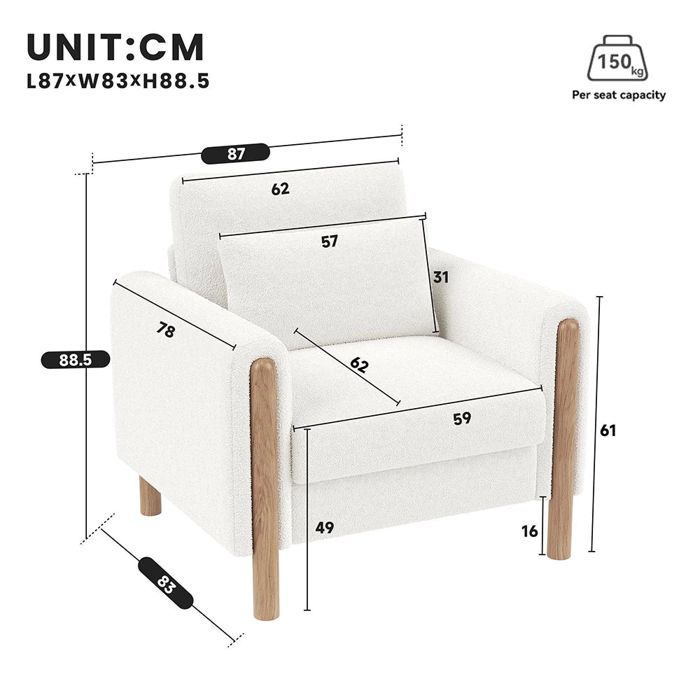 Poltrona moderna - Xylo - Con cuscino spesso, bianco