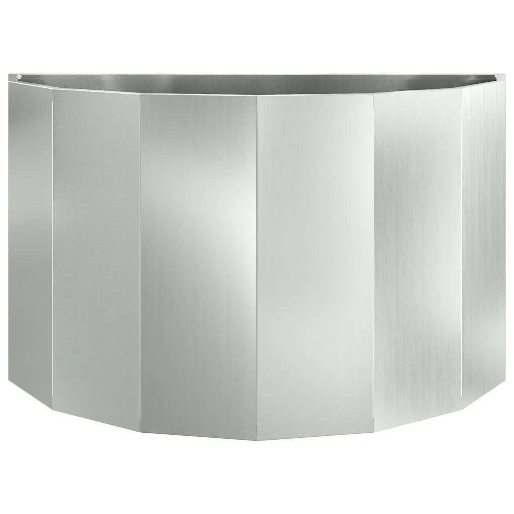 Fioriera semicircolare moderna per esterni 90 x 45 x 50 cm design elegante acciaio zincato argento 02_0052955